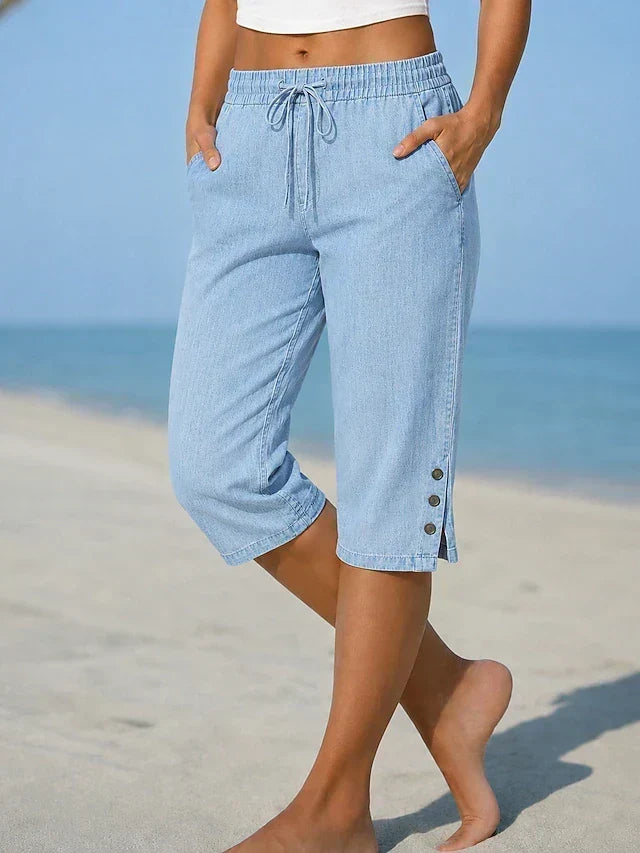 Mavis - Pantaloni Capri con Vita Elastico