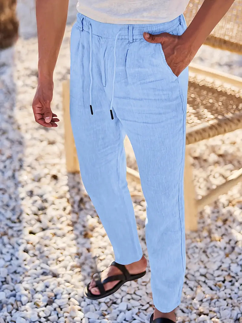 Avenor - Pantaloni in lino larghi con cordoncino