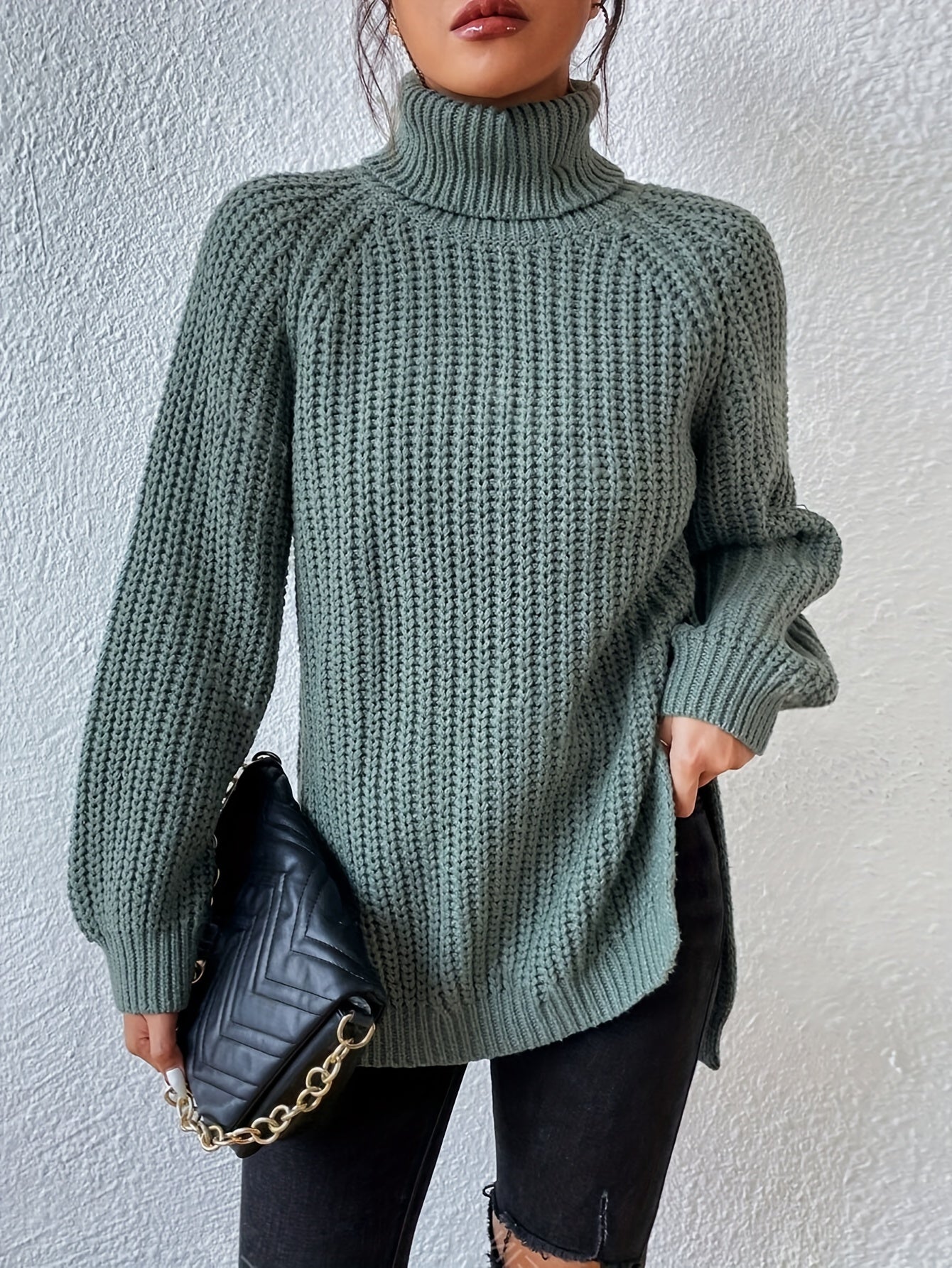 Lysette - Maglione a raglan con collo alto