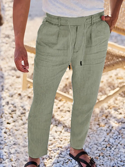 Avenor - Pantaloni in lino larghi con cordoncino