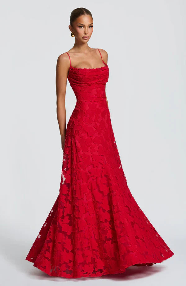 Lysandra - Abito Maxy in Pizzo Scolpito