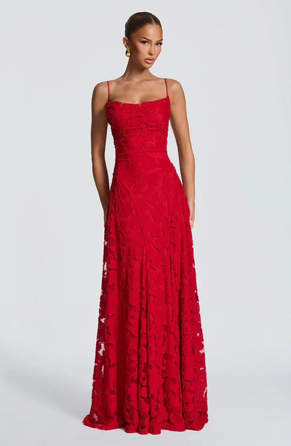 Lysandra - Abito Maxy in Pizzo Scolpito