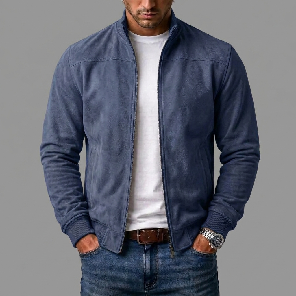 Fredric - Giacca bomber in suede con polsini a costine