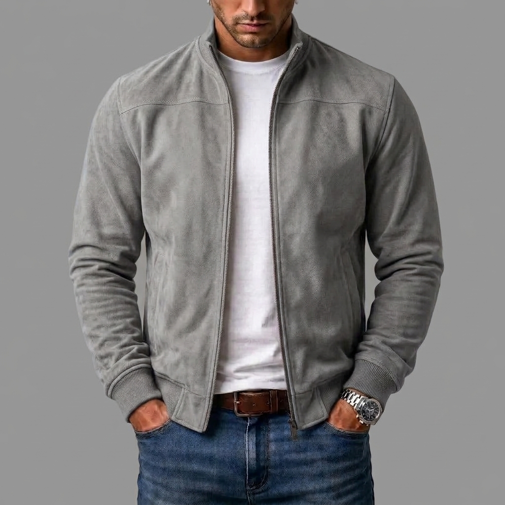 Fredric - Giacca bomber in suede con polsini a costine