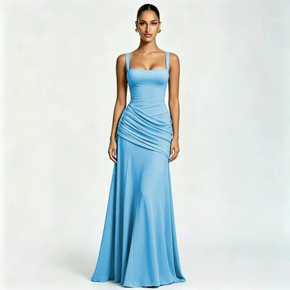 Lenara - Abito maxi drappeggiato con schiena con lacci
