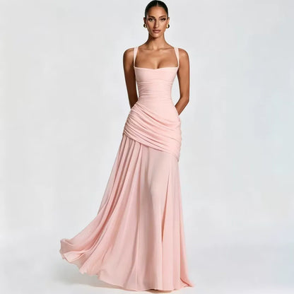 Lenara - Abito maxi drappeggiato con schiena con lacci