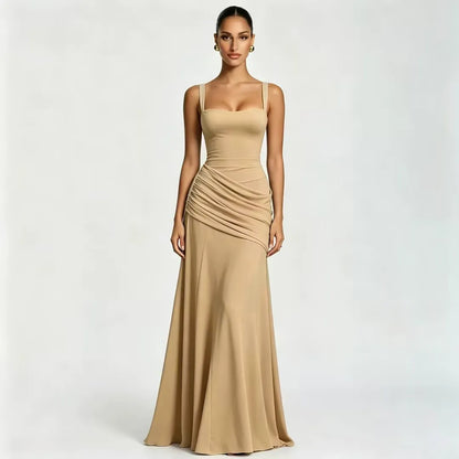 Lenara - Abito maxi drappeggiato con schiena con lacci