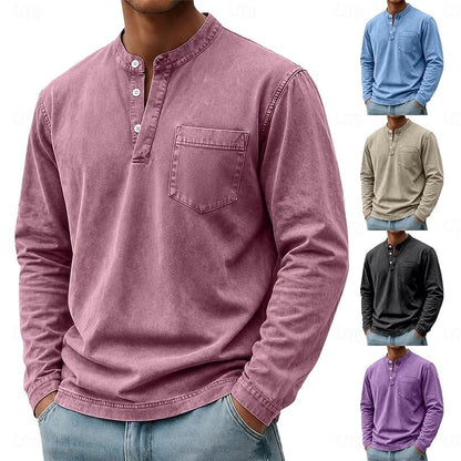 Weldon - Maglia Henley a maniche lunghe in cotone