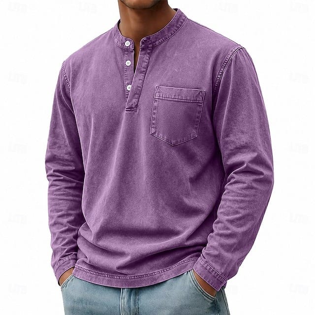 Weldon - Maglia Henley a maniche lunghe in cotone