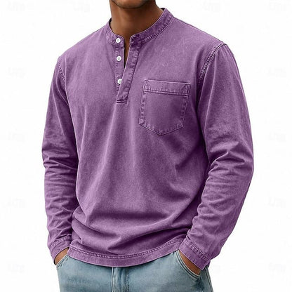 Weldon - Maglia Henley a maniche lunghe in cotone