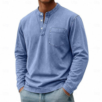Weldon - Maglia Henley a maniche lunghe in cotone