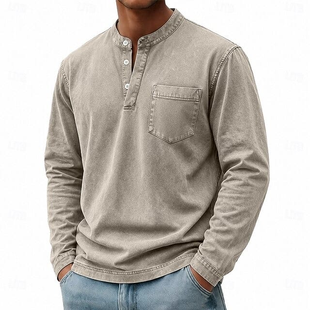 Weldon - Maglia Henley a maniche lunghe in cotone