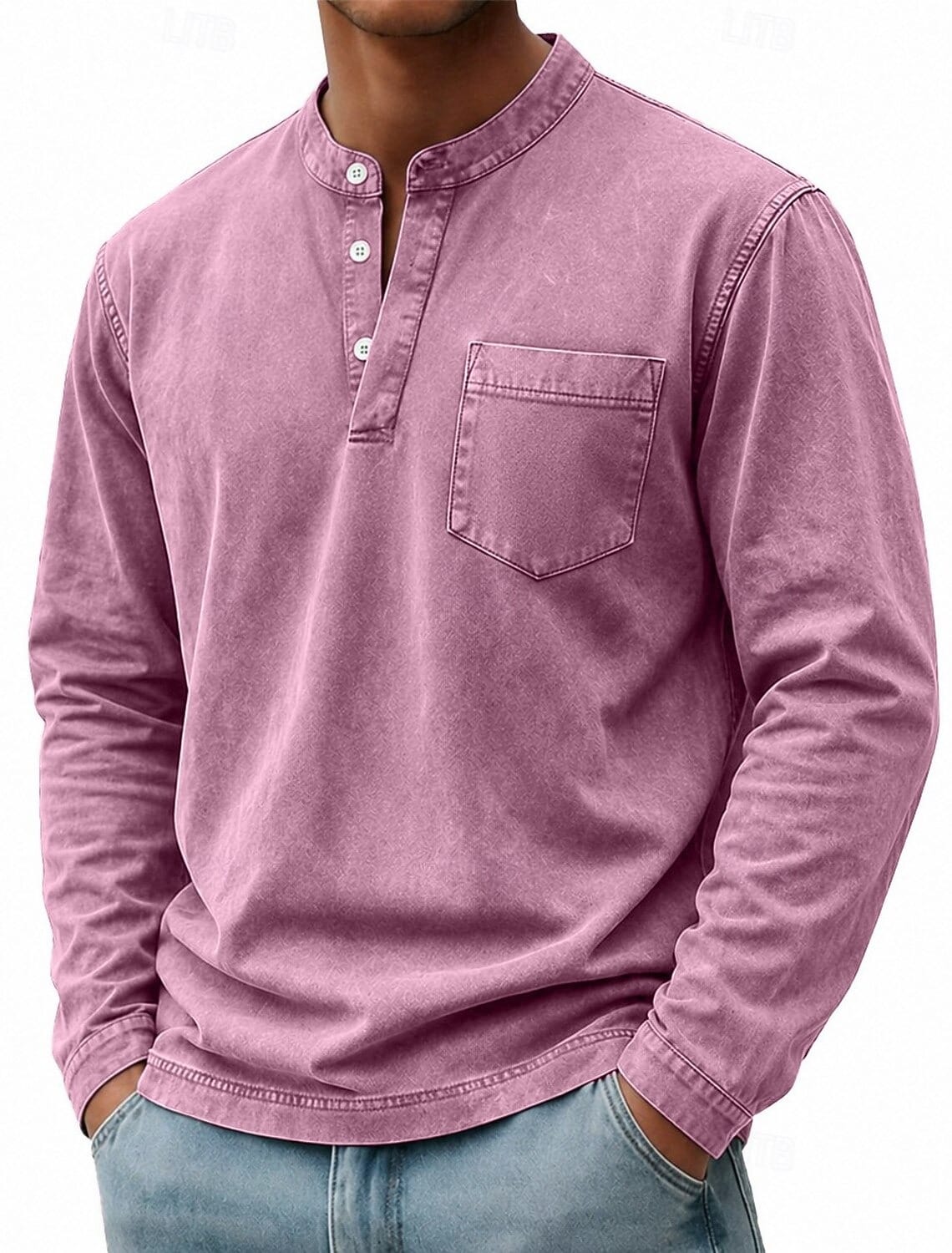 Weldon - Maglia Henley a maniche lunghe in cotone