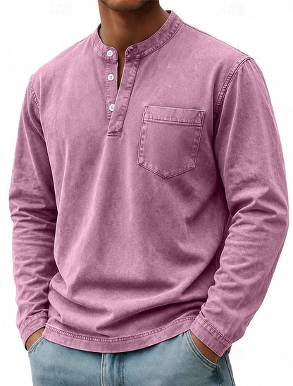 Weldon - Maglia Henley a maniche lunghe in cotone