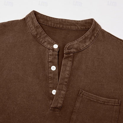 Weldon - Maglia Henley a maniche lunghe in cotone
