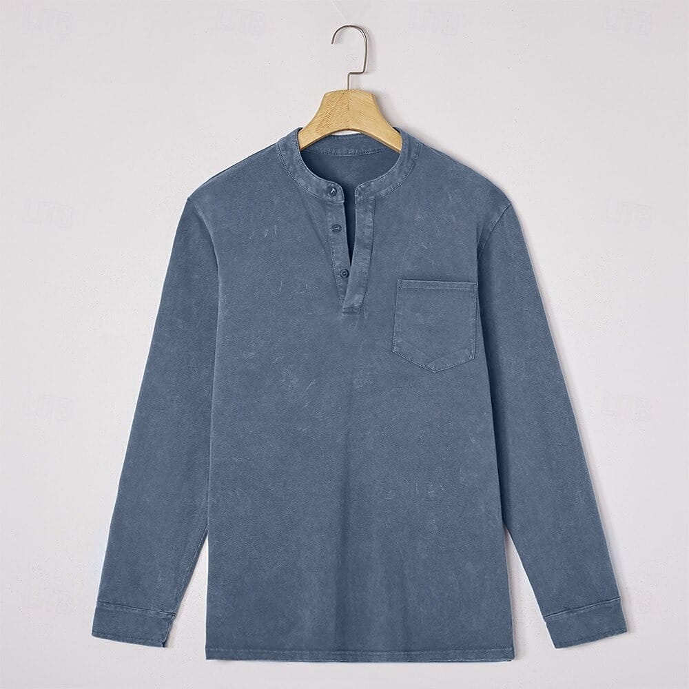 Weldon - Maglia Henley a maniche lunghe in cotone