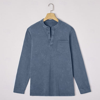 Weldon - Maglia Henley a maniche lunghe in cotone