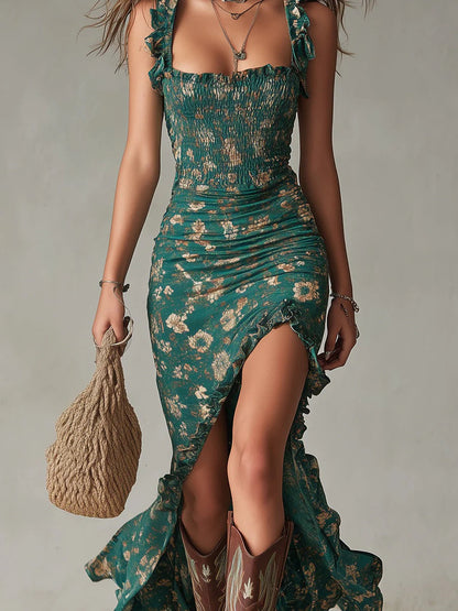 Fiorra - Abito Maxy Boho-Floreale con Spacco