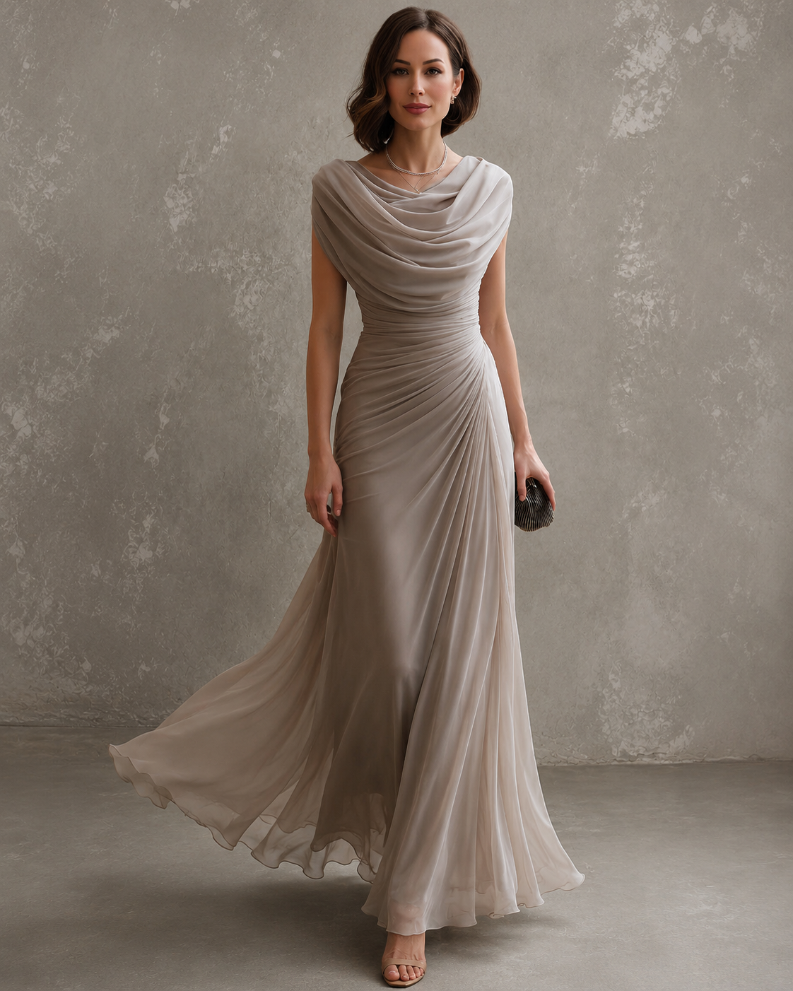 Jilliann - Abito Maxy senza maniche drappeggiato