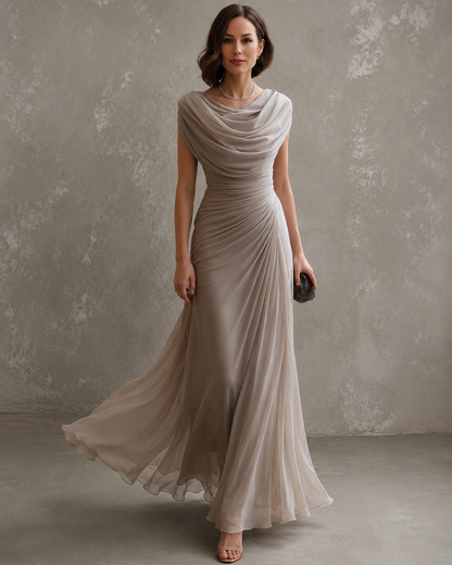 Jilliann - Abito Maxy senza maniche drappeggiato
