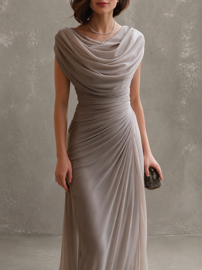 Jilliann - Abito Maxy senza maniche drappeggiato