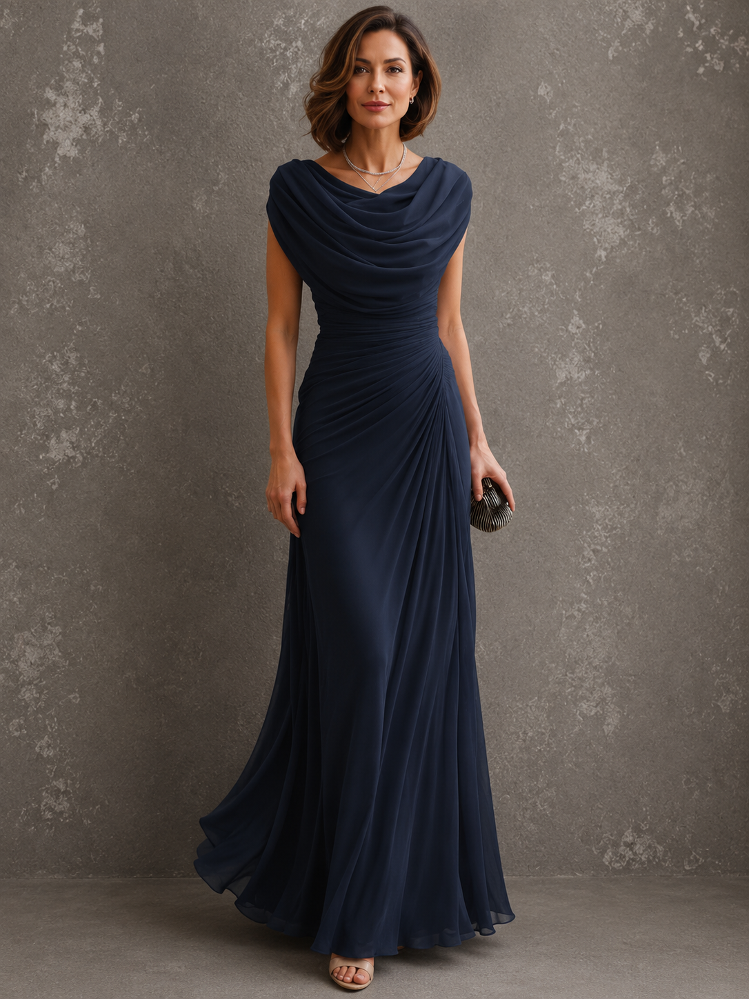 Jilliann - Abito Maxy senza maniche drappeggiato