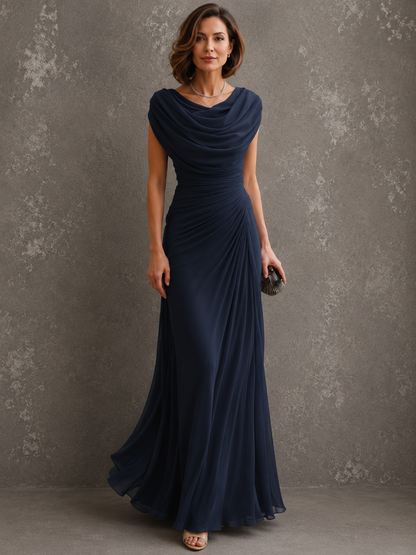 Jilliann - Abito Maxy senza maniche drappeggiato