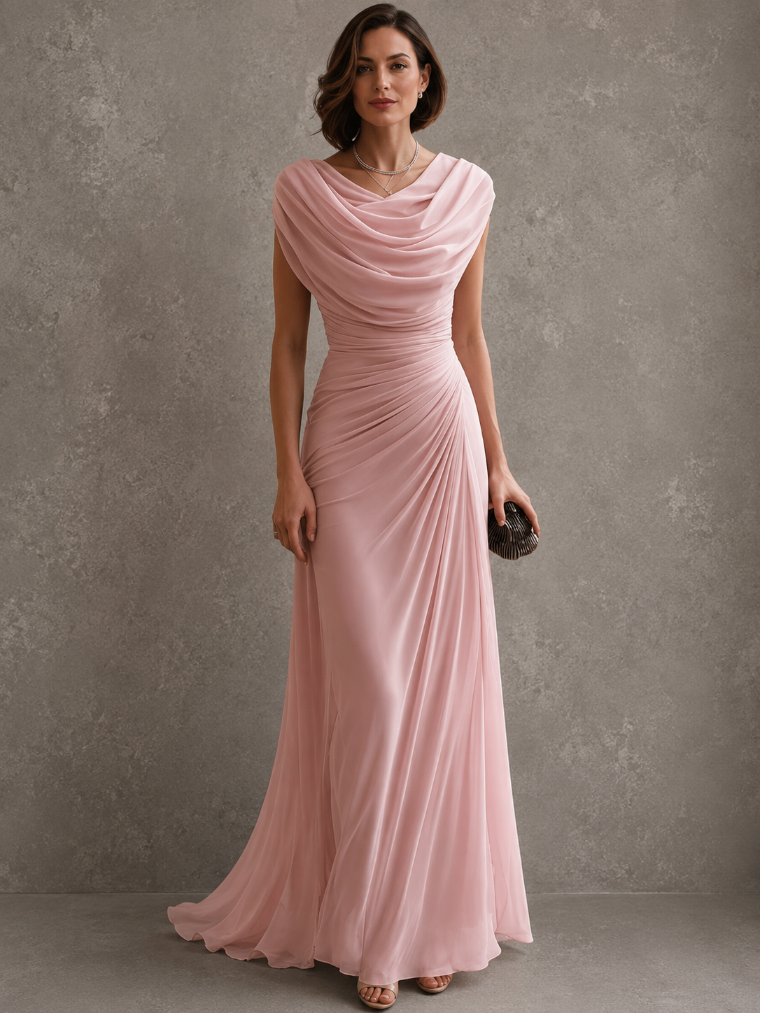 Jilliann - Abito Maxy senza maniche drappeggiato