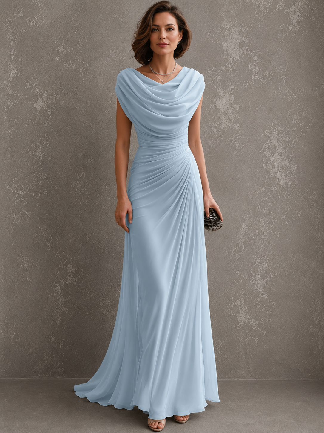 Jilliann - Abito Maxy senza maniche drappeggiato