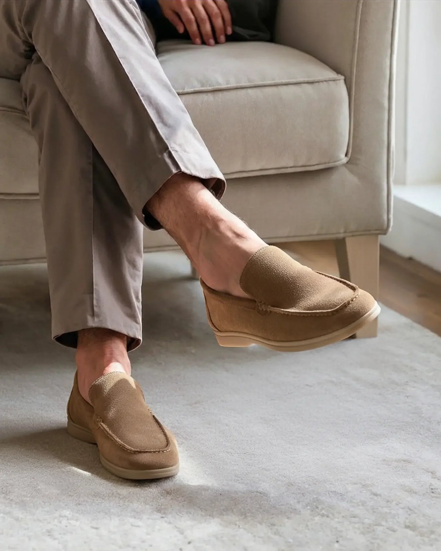 Ardenor - Mocassini in suede con cuciture a contrasto