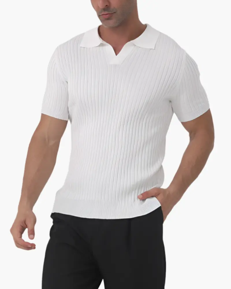 Broderick - Polo a coste in misto cotone