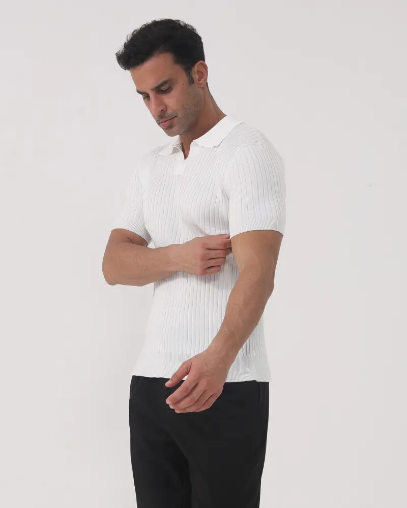 Broderick - Polo a coste in misto cotone