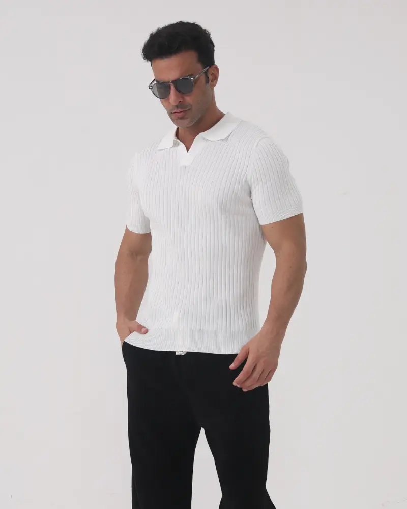 Broderick - Polo a coste in misto cotone