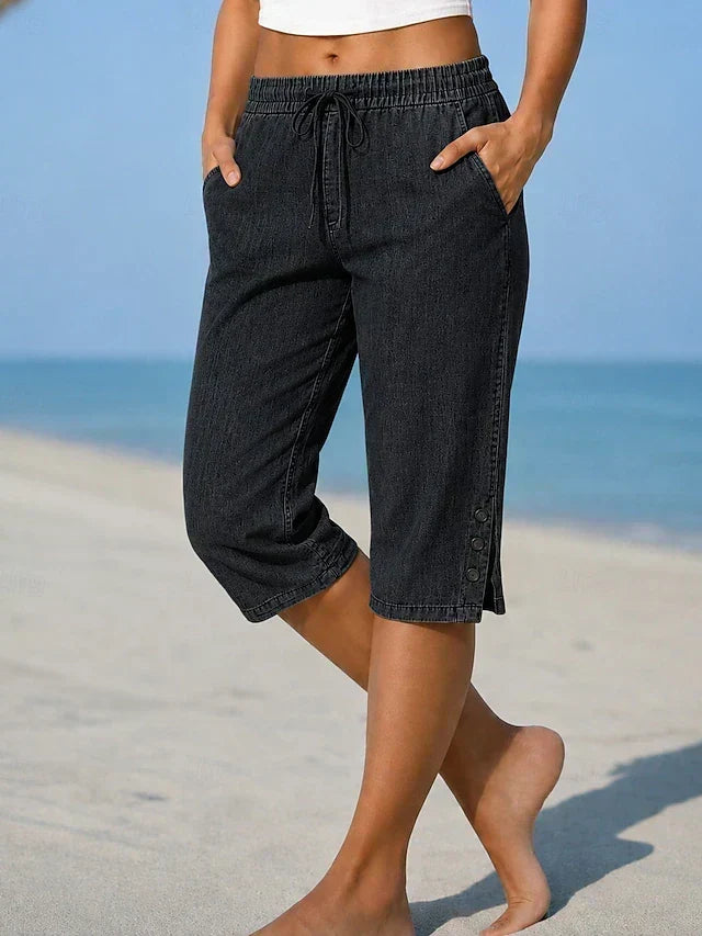 Mavis - Pantaloni Capri con Vita Elastico