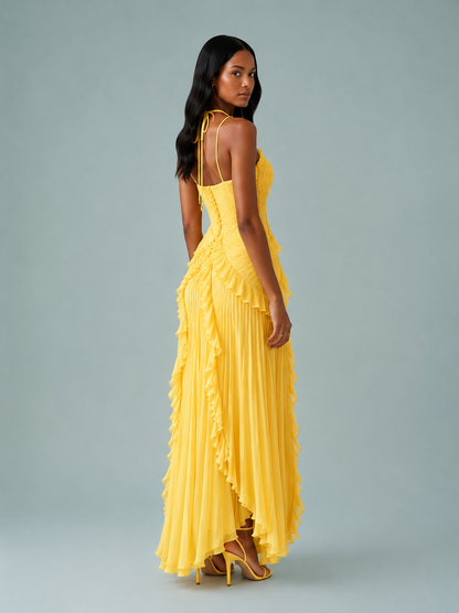 Serelina - Abito Maxi con Scollo a Halter e Rouches