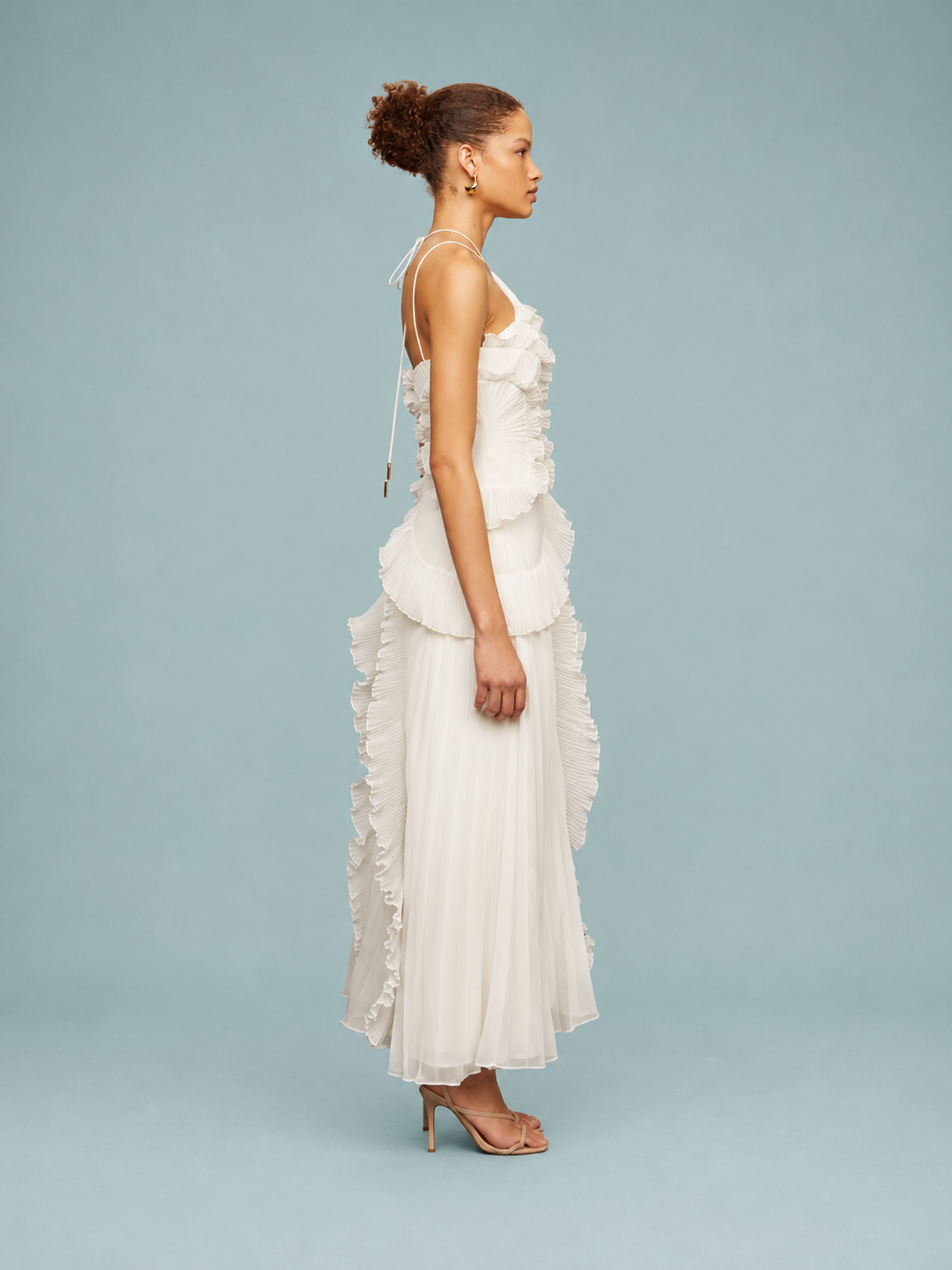 Serelina - Abito Maxi con Scollo a Halter e Rouches