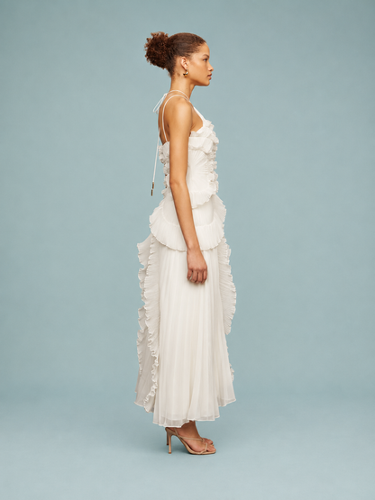 Serelina - Abito Maxi con Scollo a Halter e Rouches