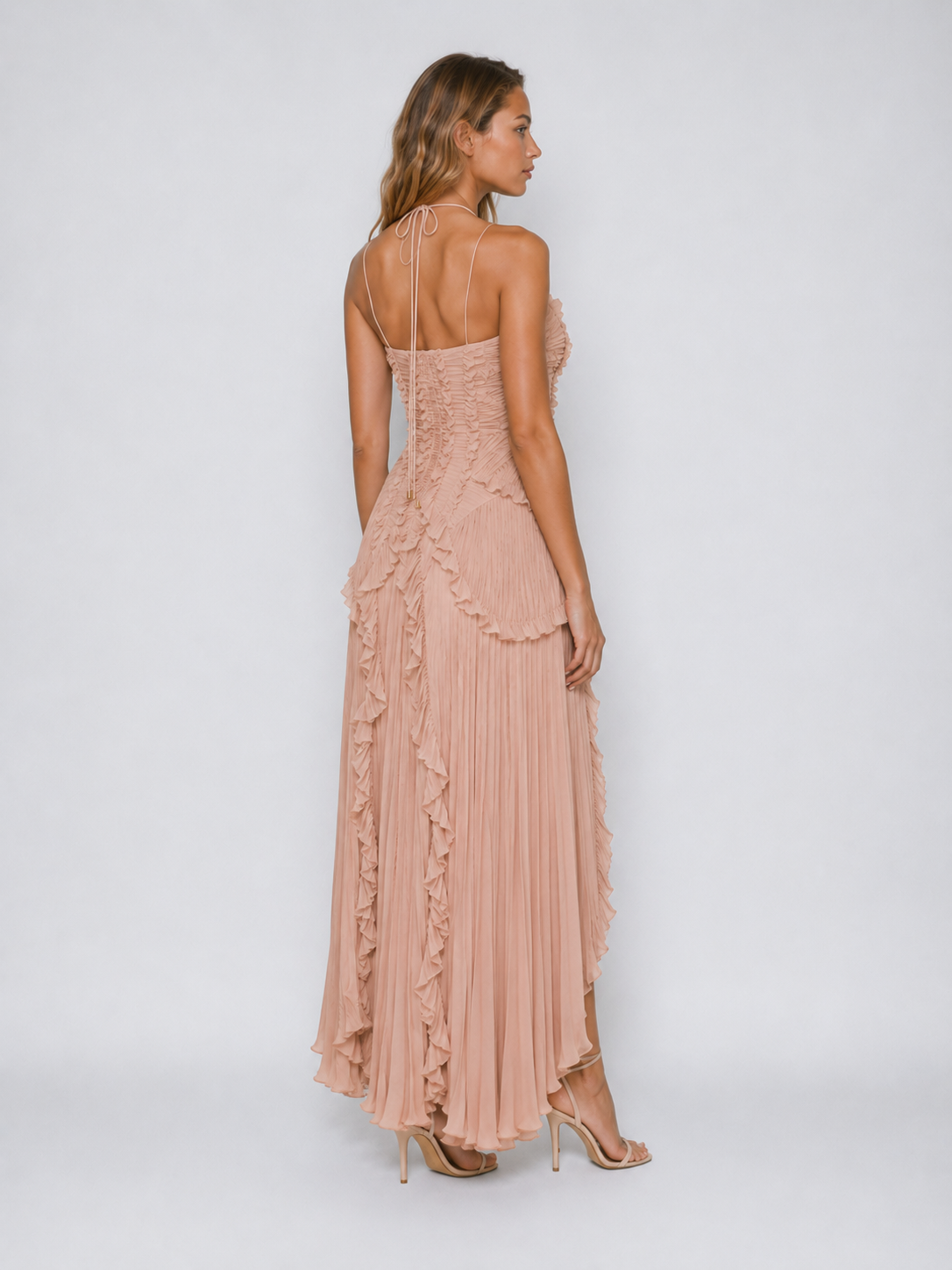 Serelina - Abito Maxi con Scollo a Halter e Rouches