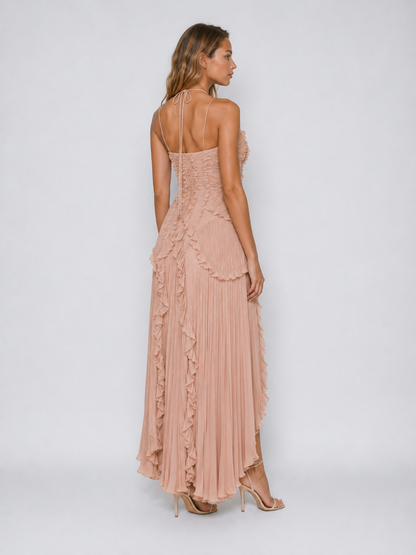 Serelina - Abito Maxi con Scollo a Halter e Rouches