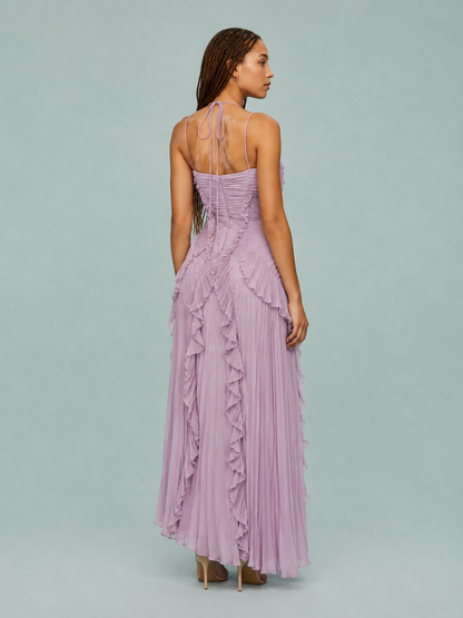 Serelina - Abito Maxi con Scollo a Halter e Rouches