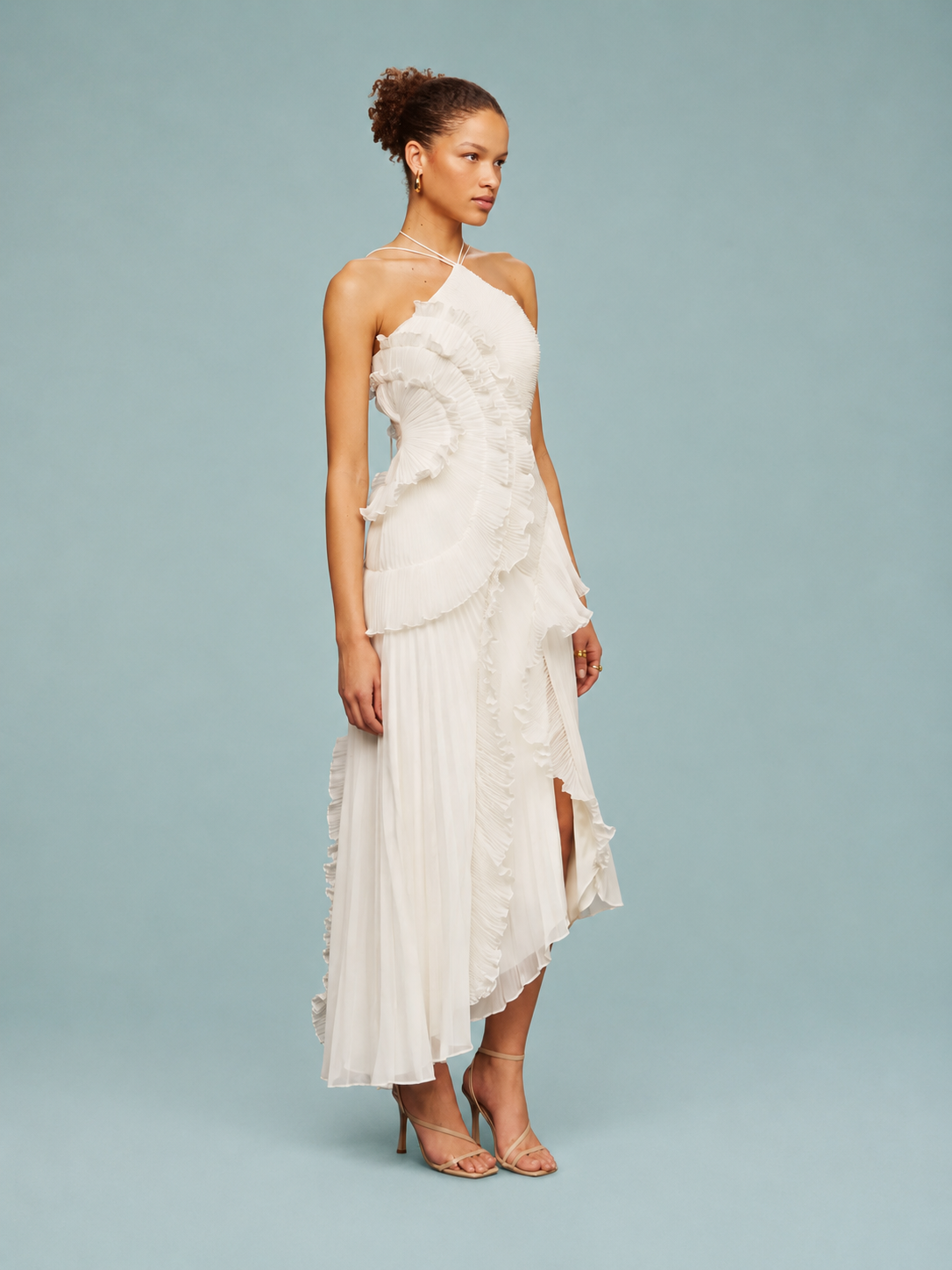 Serelina - Abito Maxi con Scollo a Halter e Rouches