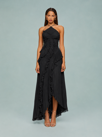 Serelina - Abito Maxi con Scollo a Halter e Rouches