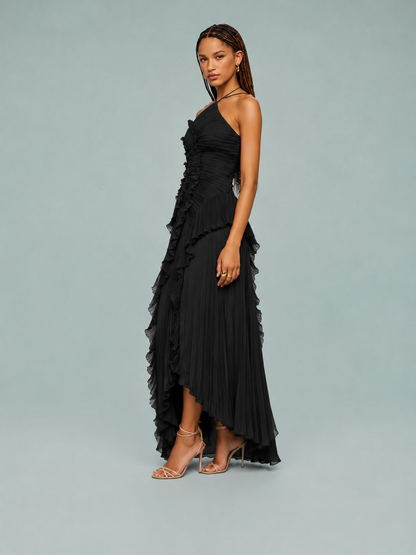 Serelina - Abito Maxi con Scollo a Halter e Rouches