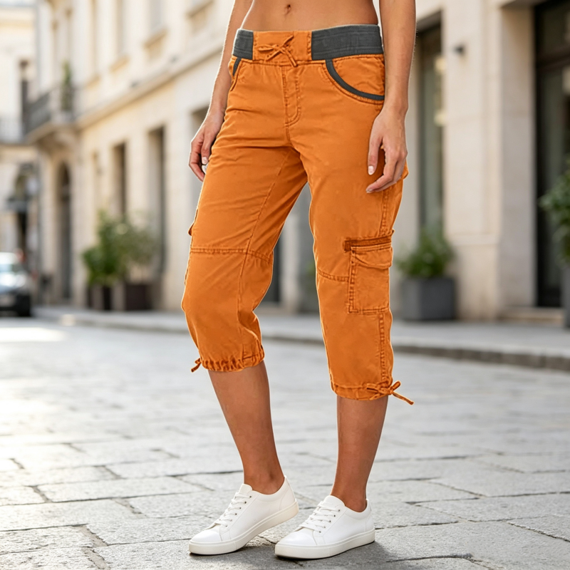 Abigail - Pantaloni Capri Cargo a vita alta