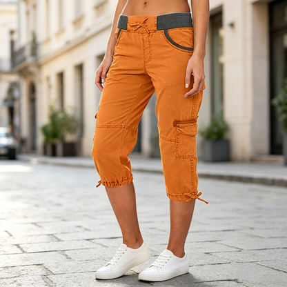 Abigail - Pantaloni Capri Cargo a vita alta