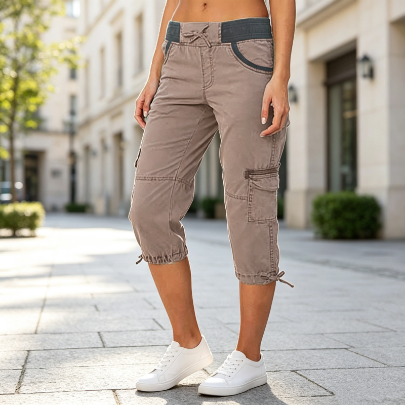 Abigail - Pantaloni Capri Cargo a vita alta