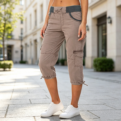 Abigail - Pantaloni Capri Cargo a vita alta