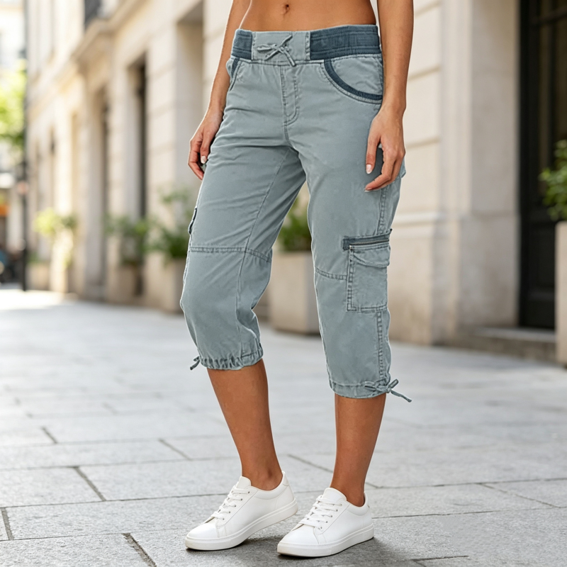 Abigail - Pantaloni Capri Cargo a vita alta