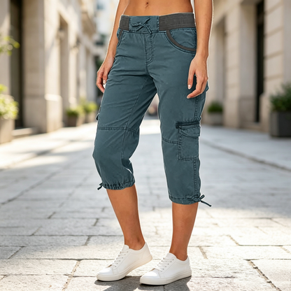 Abigail - Pantaloni Capri Cargo a vita alta