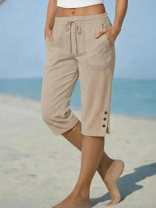 Mavis - Pantaloni Capri con Vita Elastico